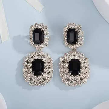 fxmimior Women Rhinestones Long Earrings for Elegant Look