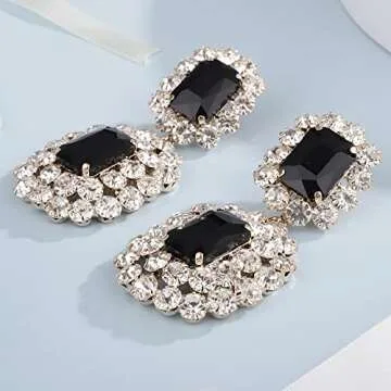 fxmimior Women Rhinestones Long Earrings for Elegant Look