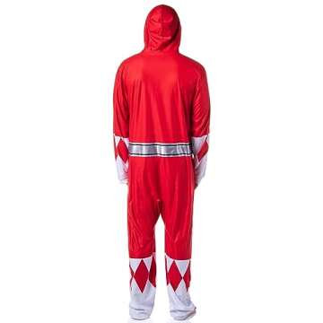 INTIMO Power Rangers Mens' Red Character Color Sleeper Union Suit Costume Sleep Pajama (Small/Medium)
