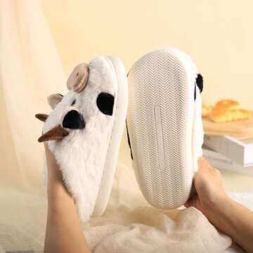 Cozy Cartoon Cow Cotton Slippers for Women - Winter Comfort
