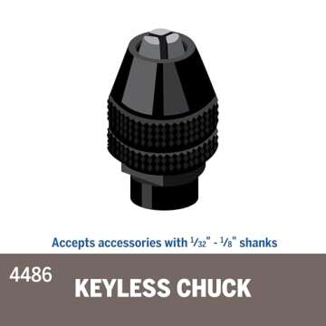 Dremel 4486 Keyless Chuck - Ideal for 1/32” (0.8mm) to 1/8” (3.2mm) Shank Rotary Tool Accessorie...