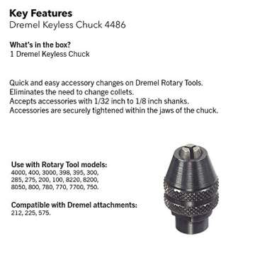 Dremel 4486 Keyless Chuck - Ideal for 1/32” (0.8mm) to 1/8” (3.2mm) Shank Rotary Tool Accessories