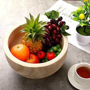 Zubebe Wooden Bowls for Decor Wooden Decorative Bowl Natural Pedestal Bowl Paulownia Wood Round Key Bowl for Neutral Home Decor Fruit Coffee Table Kitchen Modern Wedding Centerpiece 11" D x 6" H