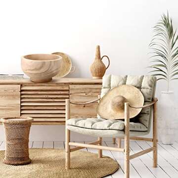 Zubebe Wooden Bowls for Decor Wooden Decorative Bowl Natural Pedestal Bowl Paulownia Wood Round Key Bowl for Neutral Home Decor Fruit Coffee Table Kitchen Modern Wedding Centerpiece 11" D x 6" H