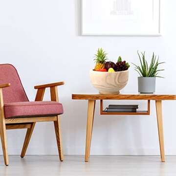 Zubebe Wooden Bowls for Decor Wooden Decorative Bowl Natural Pedestal Bowl Paulownia Wood Round Key Bowl for Neutral Home Decor Fruit Coffee Table Kitchen Modern Wedding Centerpiece 11" D x 6" H