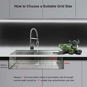 MONSINTA Kitchen Sink Grid and Sink Protectors, Stainless Steel Sink Grids for Bottom of Kitchen Sink, 26" x 14" with Rear Drain for Single Bowl Kitchen Sink