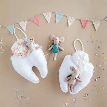 Personalized Tooth Fairy Pillow for Girls, Tooth Fairy Door Hanger, Tooth Fairy Pillow with Pocket, Tooth Holder, Tooth Keepsake Tooth Pillow, Tooth Fairy Pouch for Girls, Tooth Fairy Kit