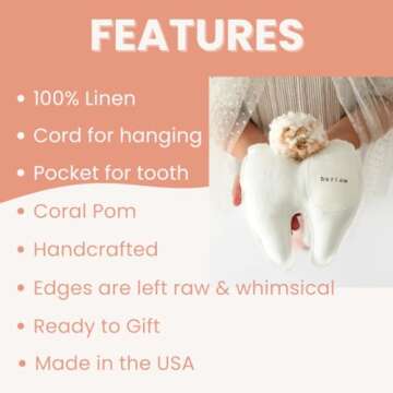 Personalized Tooth Fairy Pillow for Girls, Tooth Fairy Door Hanger, Tooth Fairy Pillow with Pocket, Tooth Holder, Tooth Keepsake Tooth Pillow, Tooth Fairy Pouch for Girls, Tooth Fairy Kit