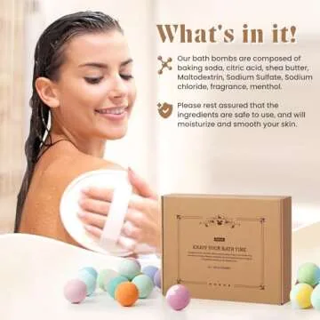 ZenBombs Bath Bombs Set, 20 pcs Natural Shea Butter & Safe Oil Bath Bomb for Skin Moisturizing, Handmade Bubble Bath & Fizzy, Ideal Presents for Women