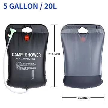 PGYFIS Camping Shower Portable Shower for Camping Outdoor Shower Solar Shower Bag 5 gallons/20L for Outdoor Traveling Hiking