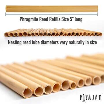 Rivajam 75 Phragmite Reed Mason Bee Tubes | Refill Your Mason Bee House, Bee Hotel Nest Box, Solitar...