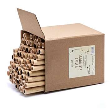Rivajam 75 Phragmite Reed Mason Bee Tubes | Refill Your Mason Bee House, Bee Hotel Nest Box, Solitary Bee Hive & Pollinator Bee Box | Mason Bee Houses for The Garden Starter Kit & Mason Bees Supplies