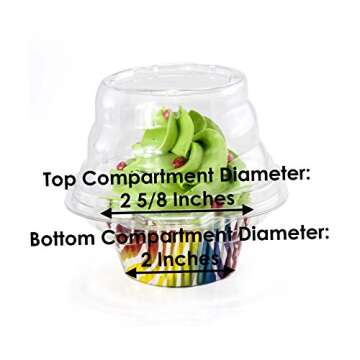Katgely Individual Cupcake Container (Pack of 100) - Single Compartment Cupcake Carrier Holder Box - Stackable - Deep Dome - Clear Plastic - BPA-Free