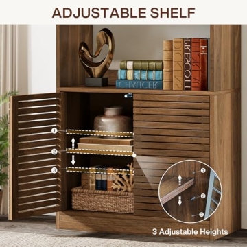 Tribesigns Tall Bookshelf with Cabinet and Open Shelves