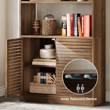 Tribesigns Tall Bookshelf with Cabinet and Open Shelves