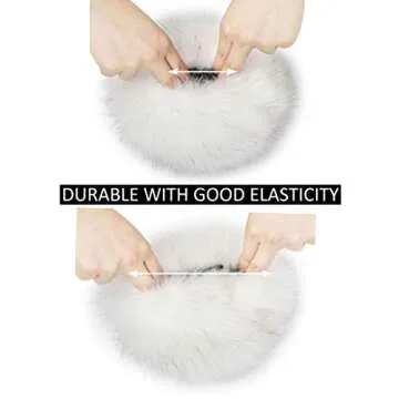 LA CARRIE Women's Leopard Print Faux Fur Wrist Cuffs,Winter Fox Furry Bands Arm Warmer (White)