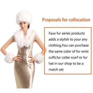 LA CARRIE Women's Leopard Print Faux Fur Wrist Cuffs,Winter Fox Furry Bands Arm Warmer (White)