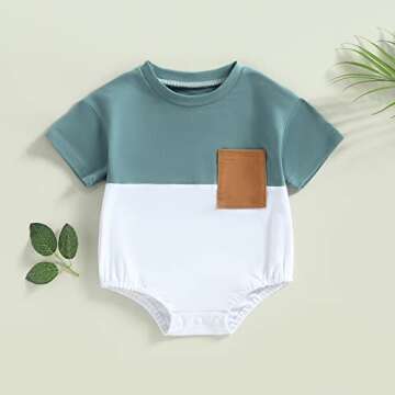 LIOMENGZI Infant Baby Boys Summer Romper Onesie Outfits Color Block Short Sleeve Summer Clothes Cute...