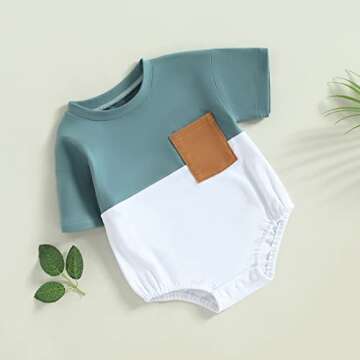 LIOMENGZI Baby Boy Summer Romper Color Block Cute Outfit