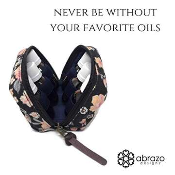 6-bottle Essential Oil Carrying Case (5ml,10ml,15ml) for doTERRA, Young Living Bottles for Aromatherapy Travel or Storage (Black Floral)