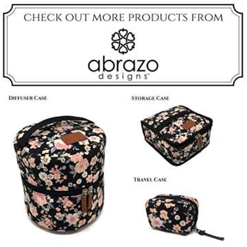 6-bottle Essential Oil Carrying Case (5ml,10ml,15ml) for doTERRA, Young Living Bottles for Aromatherapy Travel or Storage (Black Floral)