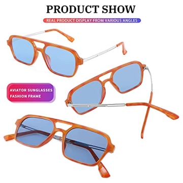 FEISEDY Vintage Square Aviator Sunglasses for Style and UV Protection