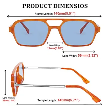 FEISEDY Vintage Square Aviator Sunglasses for Style and UV Protection