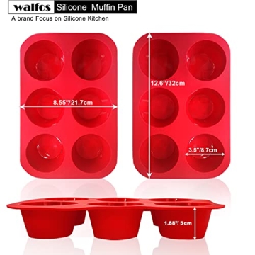 Walfos 6 Cup Jumbo Silicone Muffin Pan, Non-Stick