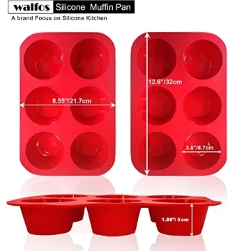 Walfos 6 Cup Jumbo Silicone Muffin Pan, Non-Stick
