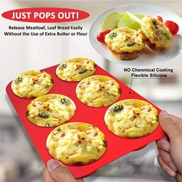 Walfos 6 Cup Jumbo Silicone Muffin Pan, Non-Stick