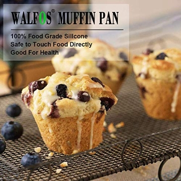Walfos 6 Cup Jumbo Silicone Muffin Pan, Non-Stick