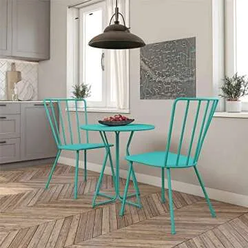 Novogratz Heidi Bistro Set in Turquoise for Indoor/Outdoor