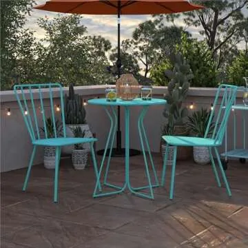 Novogratz Heidi Bistro Set in Turquoise for Indoor/Outdoor