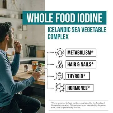 Organic Iodine Supplement – 1,500 mcg Iodine, Max Strength - from Sea Vegetable Complex, Whole Food & Raw Form – Contains Purest Icelandic Sea Kelp, Irish Moss & Bladderwrack (1500 mcg)