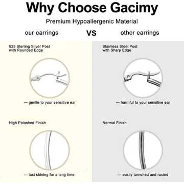 Gacimy Earrings for Women, 14K White Gold Plated Hoops with 925 Sterling Silver Post, White Gold 40mm Medium