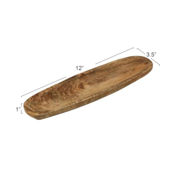 Creative Co-Op Boho Oval Wood Natural Tray for Serving