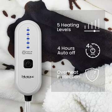 Blunique Heated Throw Blanket - Fast Heating & Cozy Comfort