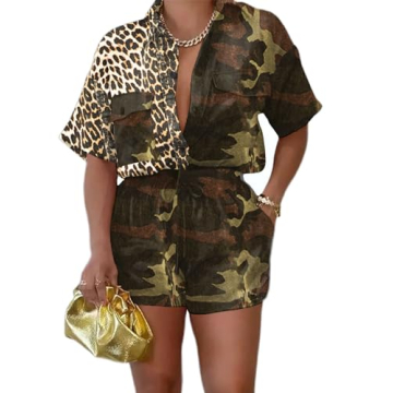 Euulin Women's 2 Piece Outfits Short Sleeve Sweatsuit Lounge Shorts Sets with Pockets For Casual Sum...