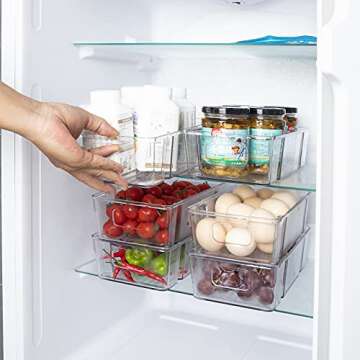 Stackable BPA-Free Refrigerator Organizer Bins - Set of 8