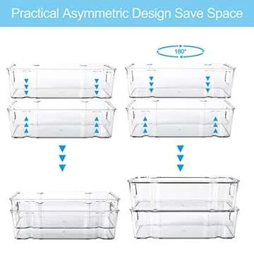 Stackable BPA-Free Refrigerator Organizer Bins - Set of 8