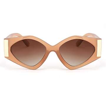 FEISEDY Fashion Irregular Cat Eye Sunglasses for Women Retro Trendy Sun Glasses Chic Shades UV400 Protection B2938