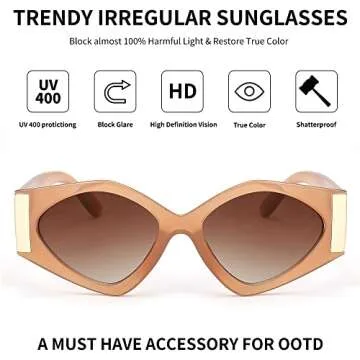 FEISEDY Fashion Irregular Cat Eye Sunglasses for Women Retro Trendy Sun Glasses Chic Shades UV400 Protection B2938