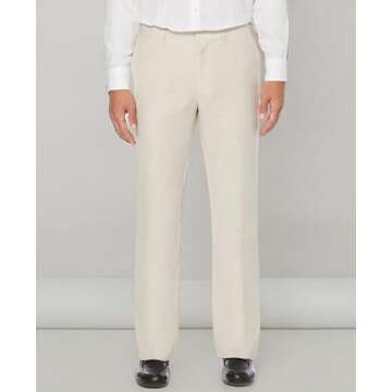 Cubavera Men's Flat Front Linen Blend Dress Pant (Waist Size 30-54 Big & Tall), Khaki, 36W x 32L