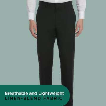 Cubavera Men's Flat Front Linen Blend Dress Pant (Waist Size 30-54 Big & Tall), Khaki, 36W x 32L