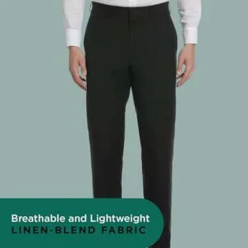 Cubavera Men's Flat Front Linen Blend Dress Pant (Waist Size 30-54 Big & Tall), Khaki, 36W x 32L