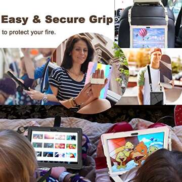 Case for Fire HD 10/10 Plus Tablet Case with Pencil (11th Generation, 2021 Release), Screen Protector, 360 Rotating Stand, Hand Strap, Full-Body Drop Proof Protection Case - Colorful+Pink