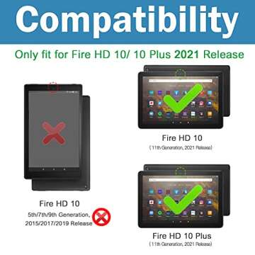 Case for Fire HD 10/10 Plus Tablet Case with Pencil (11th Generation, 2021 Release), Screen Protector, 360 Rotating Stand, Hand Strap, Full-Body Drop Proof Protection Case - Colorful+Pink