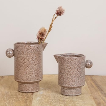 Creative Co-Op Modern Small Pitcher or Vase in Putty Brown