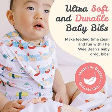 The Wee Bean Organic Cotton Bandana Baby Bibs, Chemical-Free Teething Bibs for Drooling & Eating, Ge...