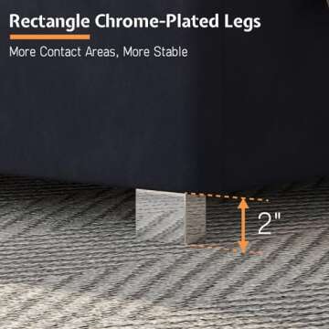 Jocisland King Size Bed Frame with 58" Tall Headboard, Velvet Upholstered Platform Bed with Channel Tufted Wingback Headboard and Plating Trim, No Box Spring Needed, Black